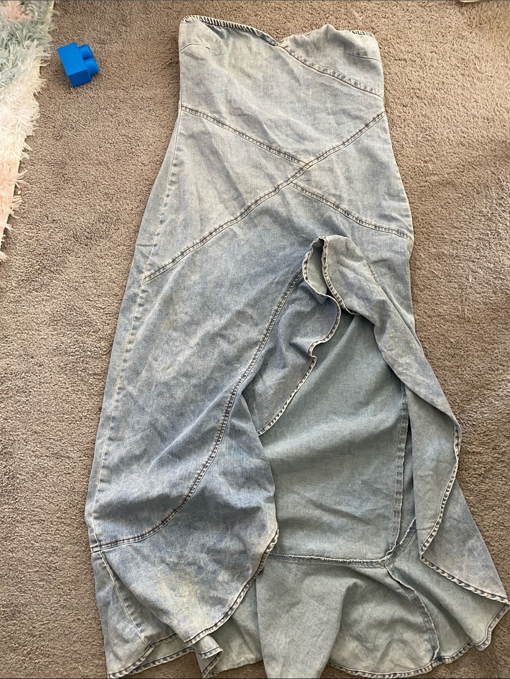 Windsor Light Blue Strapless Denim Maxi Skirt
